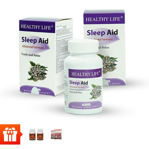Healthy Life-Combo 3 hộp TPBVSK Sleep Aid hỗ trợ giấc ngủ (Hộp 60 viên)+ 2 hộp viên đông trùng hạ thảo  Well 30 viên + 2 kẹo hồng sâm