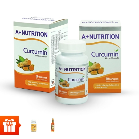  A+ Nutrition-Combo 3 hộp Curcumin hỗ trợ dạ dày (Hộp 60 viên)+1 hộp Omega 369 30 viên + 1 chai mật ong Mộc sơn 440gr