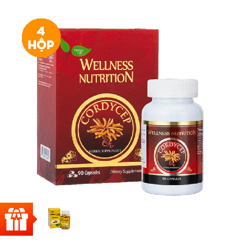 [Hè 60P]-Combo 4 hộp TPBVSK Viên đông trùng hạ thảo Wellness Nutrition (90 viên/ hộp)+1 hộp Omega 369 100v 