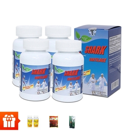 [60P RS23]- Combo 4 hộp TPBVSK sụn cá mập Shark Cartilage (100 viên/ hộp) +2  hộp Omega 369 30v+ 1 tuýp kem lạnh Glucosamin+1 bịch kẹo sâm mềm 200gr