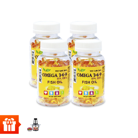 [GĐ60p] Combo 4 hộp TPBVSK Omega 369(100 viên/ hộp )+1 máy xay thịt