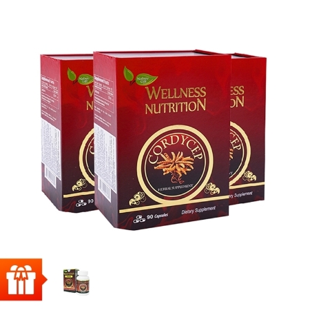 [New CRS] NATURE GIFT - Combo 3 hộp TPBVSK Viên đông trùng hạ thảo Wellness Nutrition (90 viên/ hộp)+1 hộp đông trùng Well ( 30 viên)