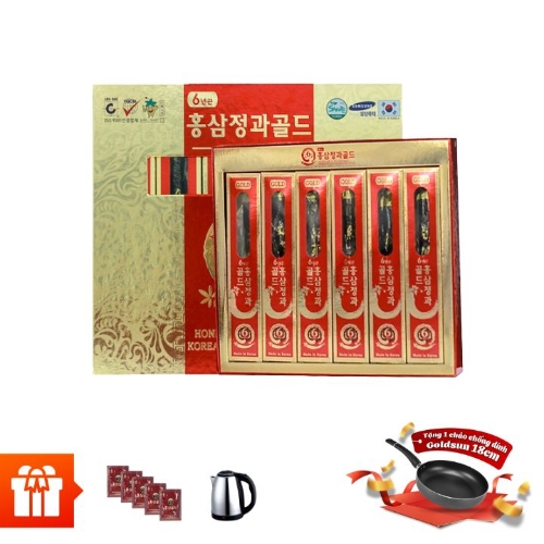 [30.4]SANTE365 - Sâm củ HQ 6 năm tuổi tẩm mật ong 300g (50g/ củ x 6 củ/ hộp)  + 1 hộp 5 gói nước sâm