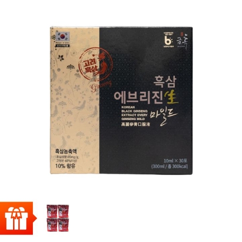 [30.4]Geumsan_1 Hộp Nước Chiết Xuất Hắc Sâm Hàn Quốc (30 Gói/1 Hộp, 10ml/1 Gói) + 4 gói kẹo hồng sâm hàn quốc 300g