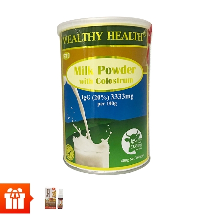 1 lon bột sữa non Wealthy Healthy 400g +1 chai xịt keo ong Royal Bee maxi propolis mouth spray Thái Lan 20ml