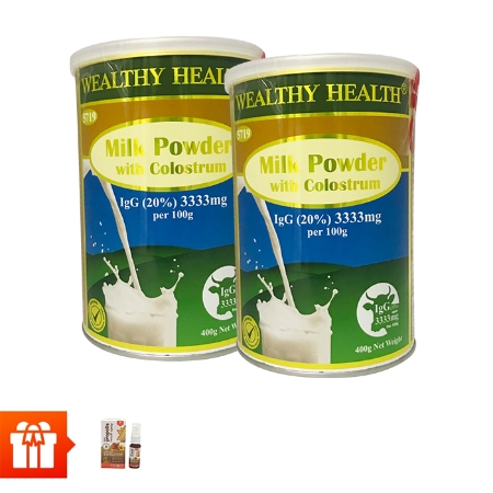 Combo 2 lon bột sữa non Wealthy Healthy (400g/hộp)+1 chai xịt keo ong Royal Bee maxi propolis mouth spray Thái Lan 20ml