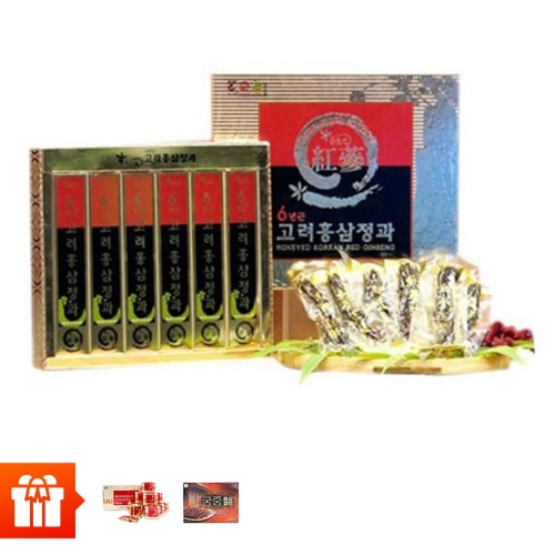 SANTE 365 - Hồng sâm Hàn Quốc 6 năm tuổi tẩm mật ong 300g (50g/ củ x 6 củ/ hộp) tặng 1 hộp trà Sâm Wong-T 200gr (100 gói) + 2 hộp  Hồng sâm thái lát tẩm mật ong 20g/ hộp
