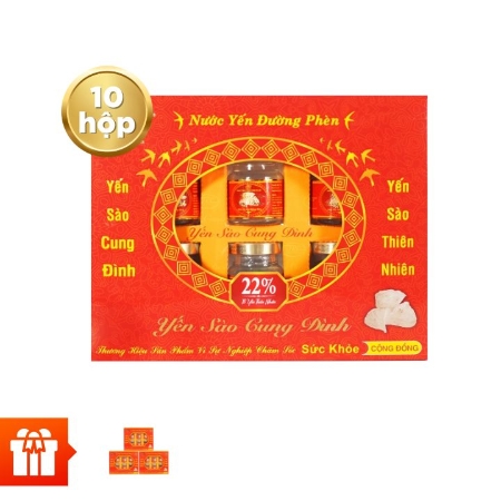 [SDeal 60P] YẾN SÀO CUNG ĐÌNH - Combo 10 hộp yến đường phèn Cung Đình (22% yến)+ 3 hộp yến đường phèn Cung Đình (18% yến)