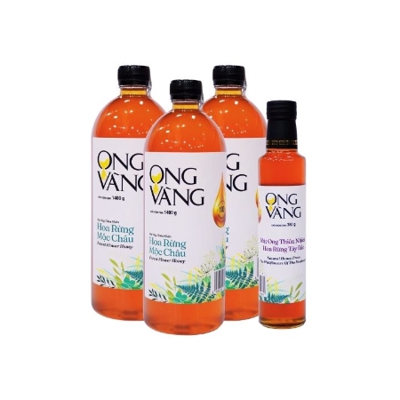 [NCM]Ong Vàng_3 Chai Mật Ong Hoa Rừng Mộc Châu 1400g +  1 Chai mật Ong Thiên Nhiên Hoa Rừng Tây Bắc 380gr