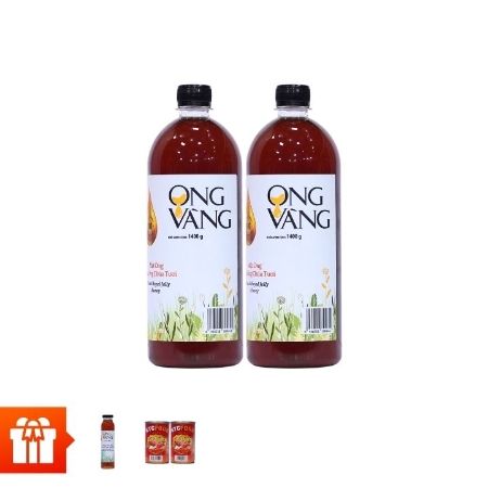 [IZOTA]Ong Vàng_Combo 2 Chai Mật Ong Sữa Ong Chúa Tươi 1400g + 1 Chai Mật Ong Hoa Rừng Tây Bắc 500g + 2 Lon Cá Sardine Sốt Cà 155g-85g