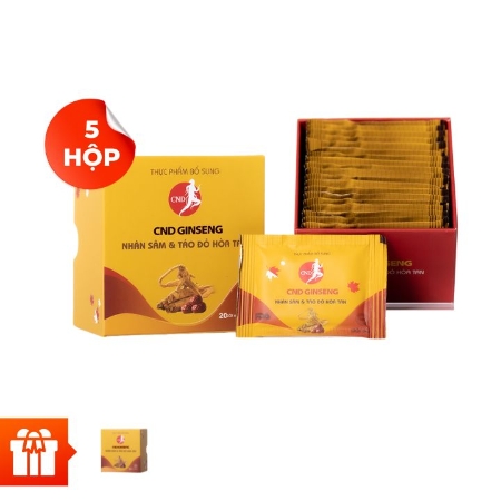 CND GINSENG-Combo 5 hộp nhân sâm và táo đỏ hòa tan (20 gói/hộp) + 1 hộp cùng loại