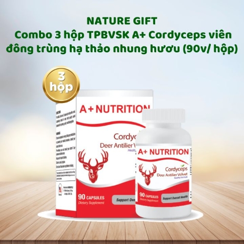 [Crazy 24]60p NATURE GIFT - Combo 3 hộp TPBVSK A+ Cordyceps viên đông trùng hạ thảo nhung hươu (90v/ hộp)