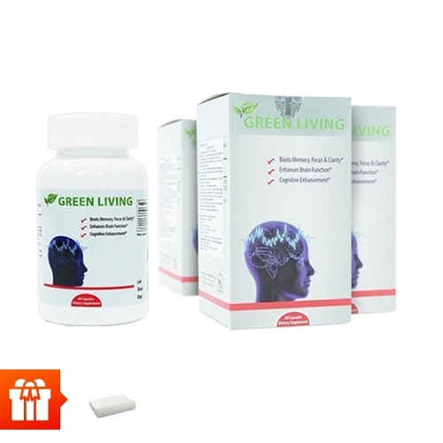 [RS]Nature Gift-Combo 4 hộp TPBVSK Green Living - hỗ trợ tăng cường tuần hoàn não (60 viên/ hộp) +  1 gối cao su non 