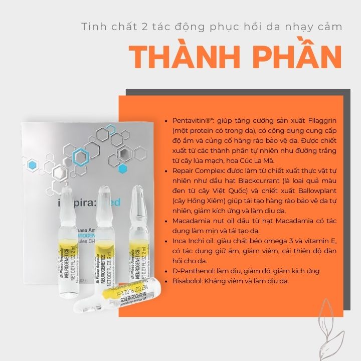 INSPIRA COSMETICS - Tinh chất 2 tác động phục hồi da nhạy cảm (Bi Phase Ampulle Neurogenetics)  2