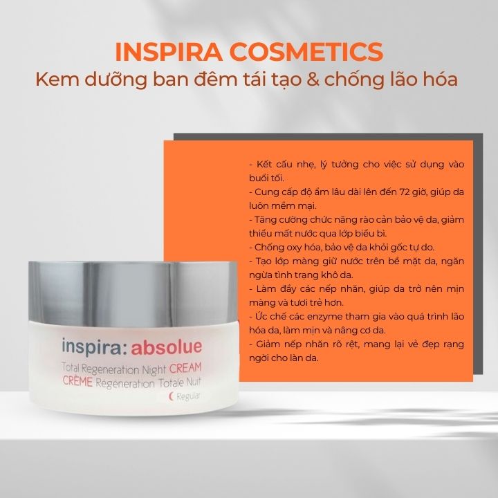 INSPIRA COSMETICS - Kem dưỡng ban đêm tái tạo & chống lão hóa (Total Regeneration Night Cream Regular)  1