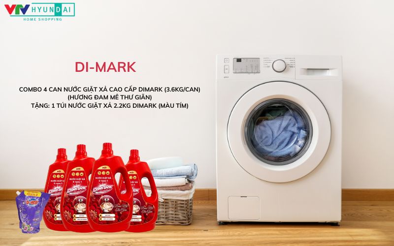 								 DIMARK – Combo 4 Can Nước Giặt Xả Cao Cấp Dimark (3.6kg/Can) (Hương Đam mê thư giãn) 
								