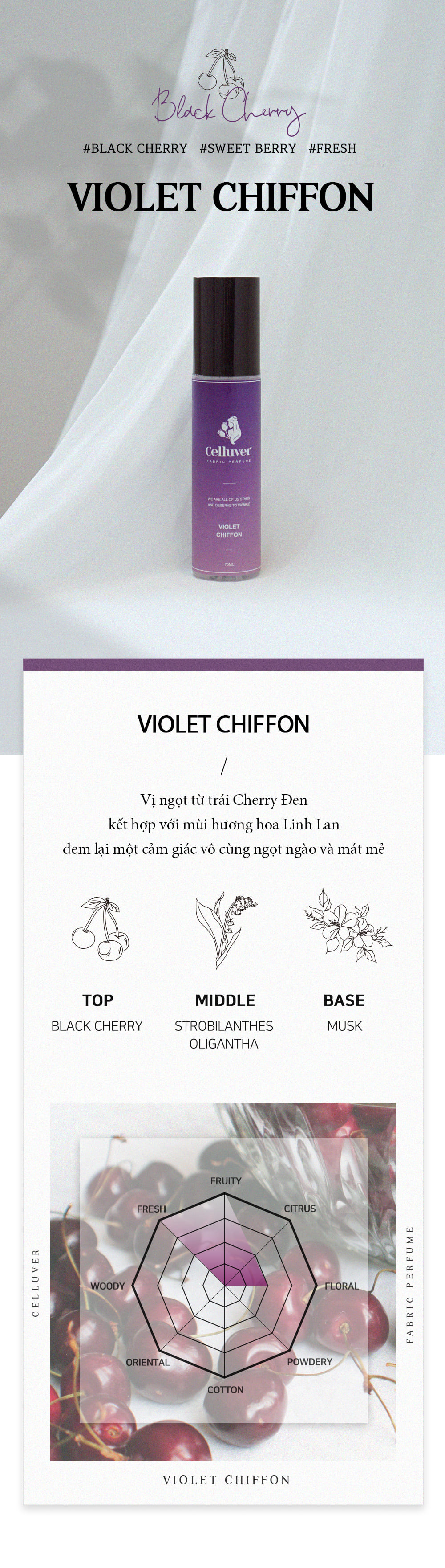 Celluver -Nước Hoa vải Violet Chiffon