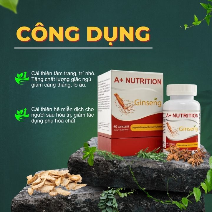 A+ Nutrition Ginseng nhân sâm mỹ (60 viên/hộp) 2