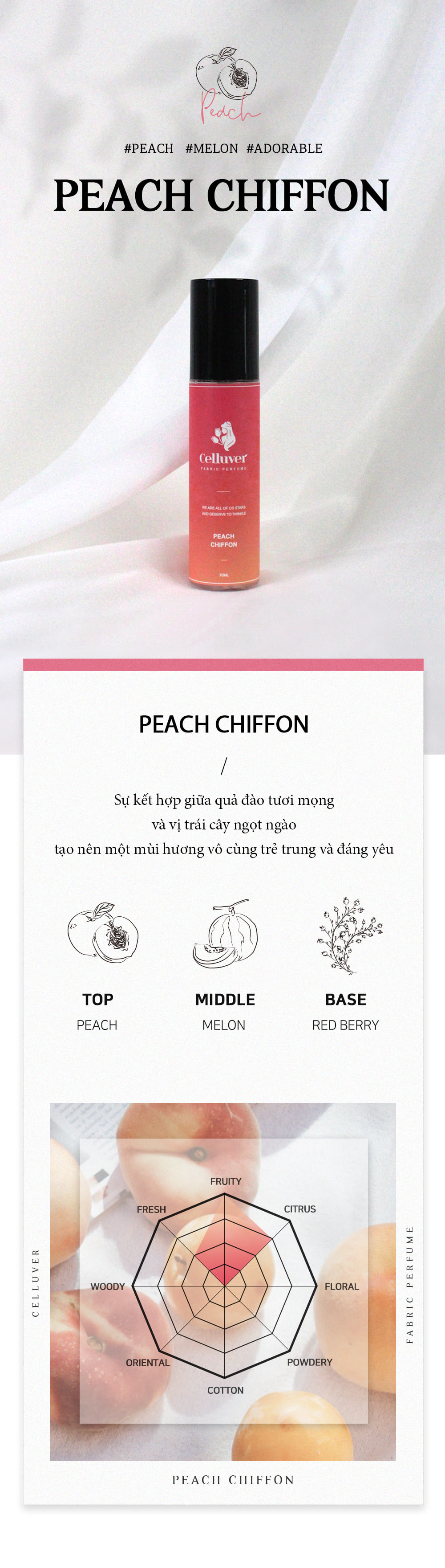 Celluver  - Nước Hoa vải Peach Chiffon