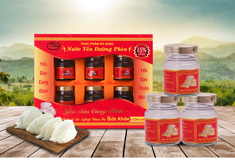 Yến sào Cung Đình - 06 Hộp nước yến sào đường phèn (Tổ yến 15%)