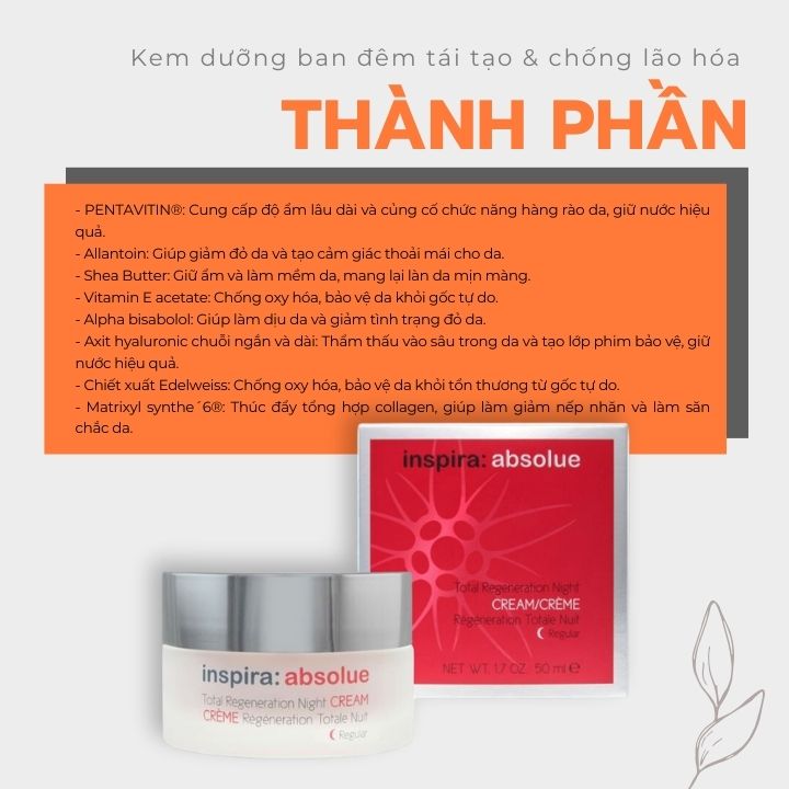 INSPIRA COSMETICS - Kem dưỡng ban đêm tái tạo & chống lão hóa (Total Regeneration Night Cream Regular)  2