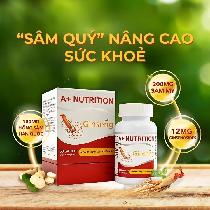 A+ Nutrition Ginseng nhân sâm mỹ (60 viên/hộp) 1